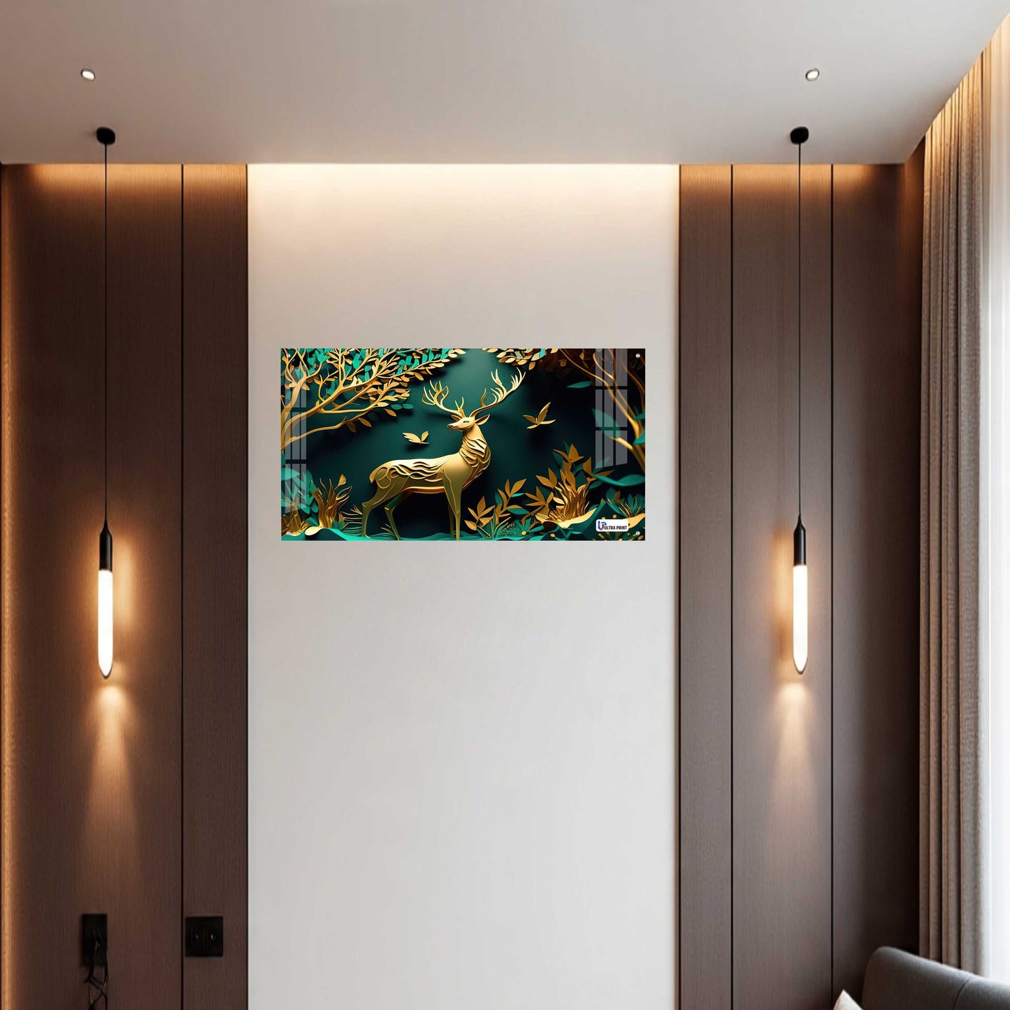 Elegant Golden Deer Acrylic Wall Art