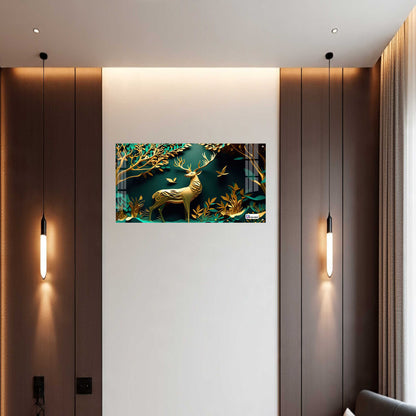 Elegant Golden Deer Acrylic Wall Art