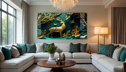 Elegant Golden Deer Acrylic Wall Art