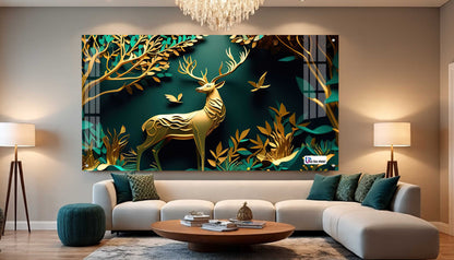 Elegant Golden Deer Acrylic Wall Art