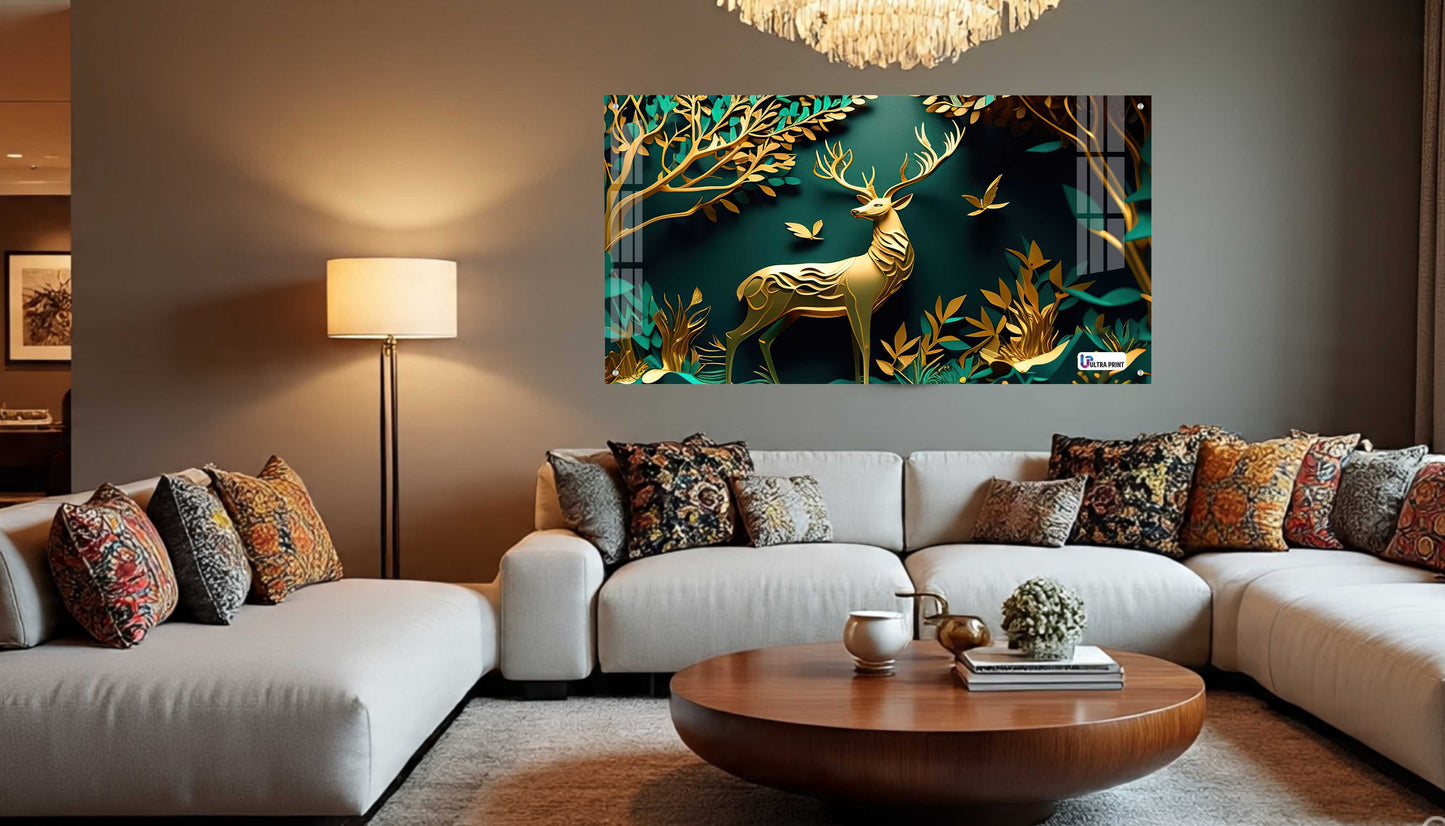 Elegant Golden Deer Acrylic Wall Art