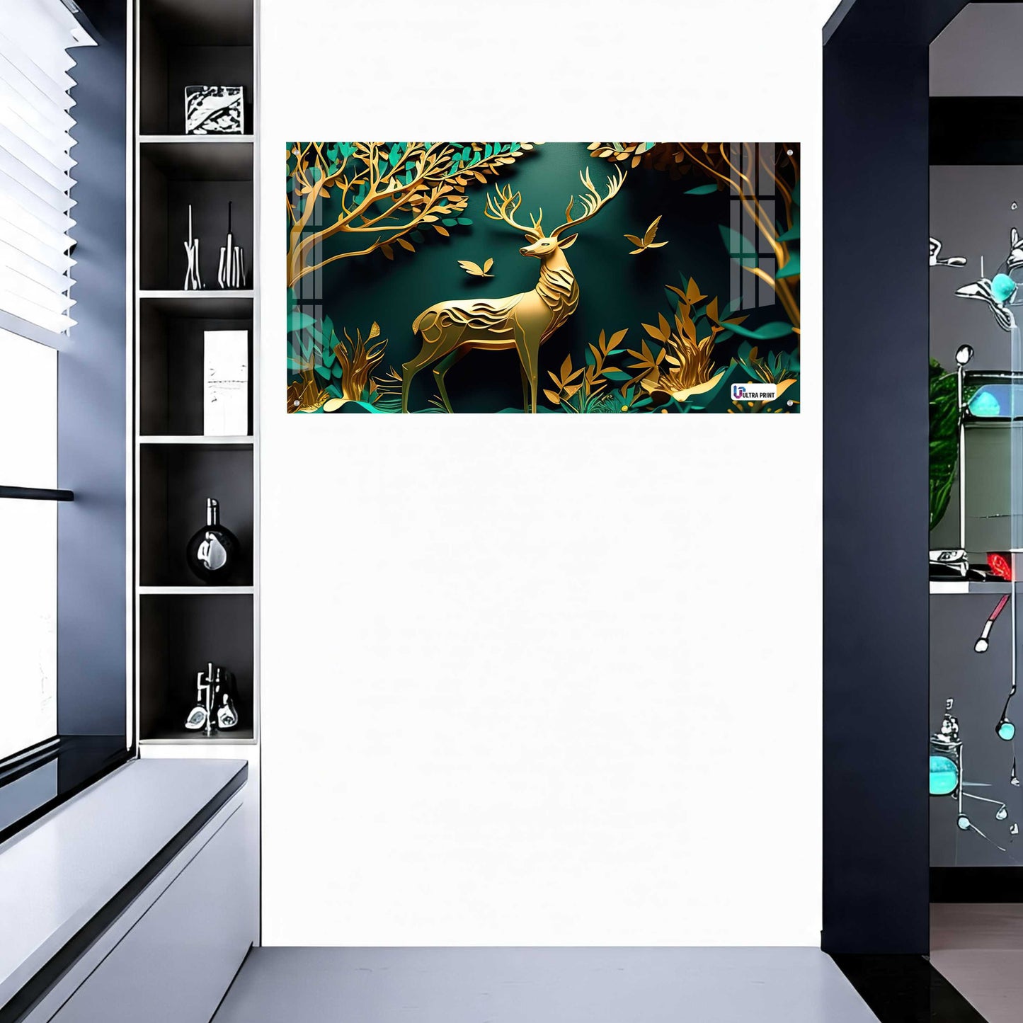 Elegant Golden Deer Acrylic Wall Art