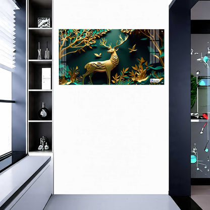 Elegant Golden Deer Acrylic Wall Art