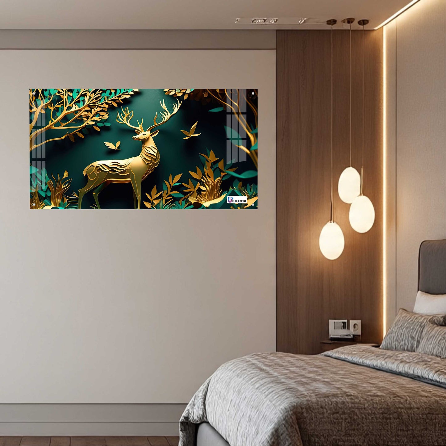 Elegant Golden Deer Acrylic Wall Art