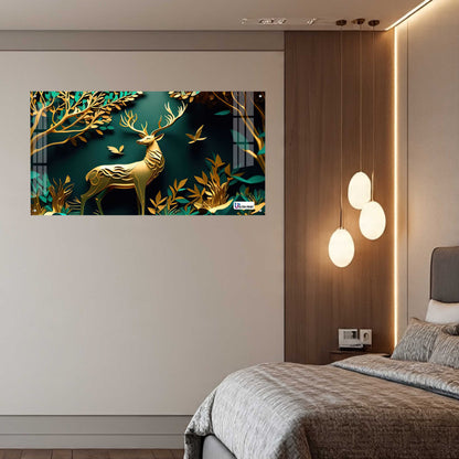 Elegant Golden Deer Acrylic Wall Art