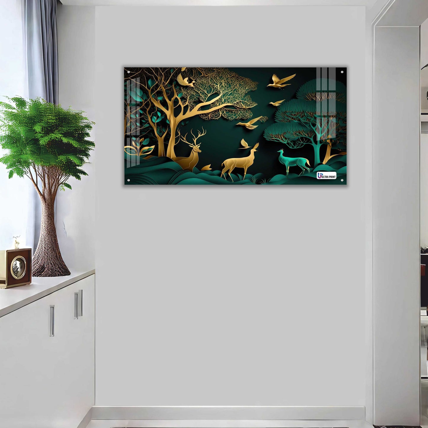 Golden Forest Deer Acrylic Wall Art