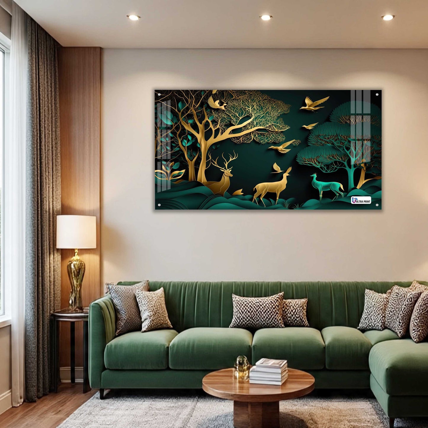 Golden Forest Deer Acrylic Wall Art