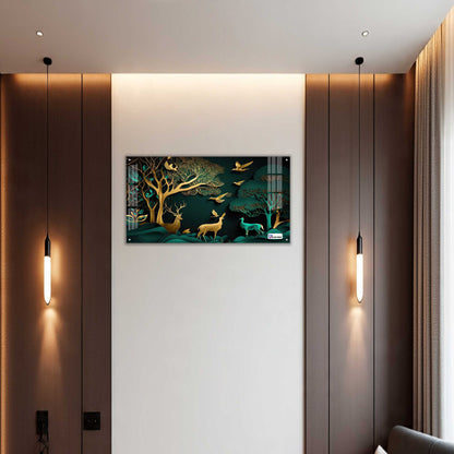 Golden Forest Deer Acrylic Wall Art