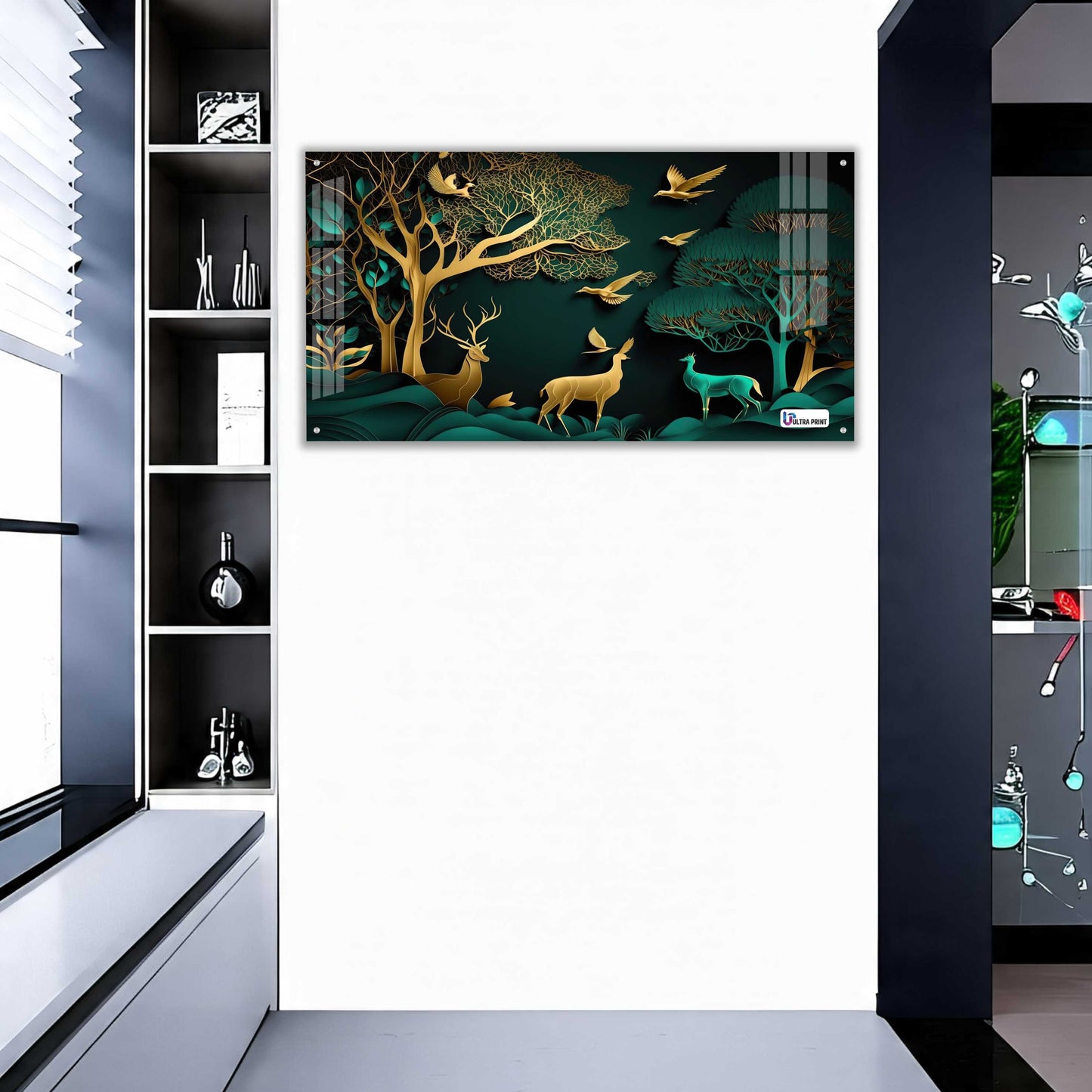 Golden Forest Deer Acrylic Wall Art