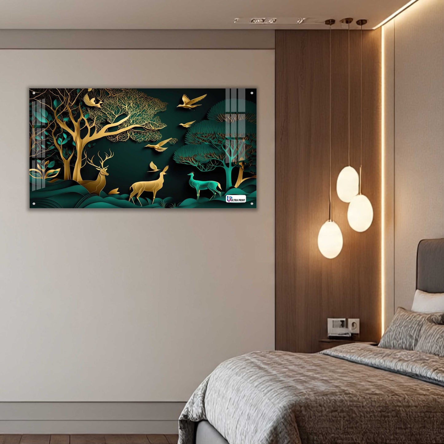 Golden Forest Deer Acrylic Wall Art
