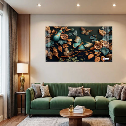 Elegant Bird & Butterfly Botanical Acrylic Wall Art