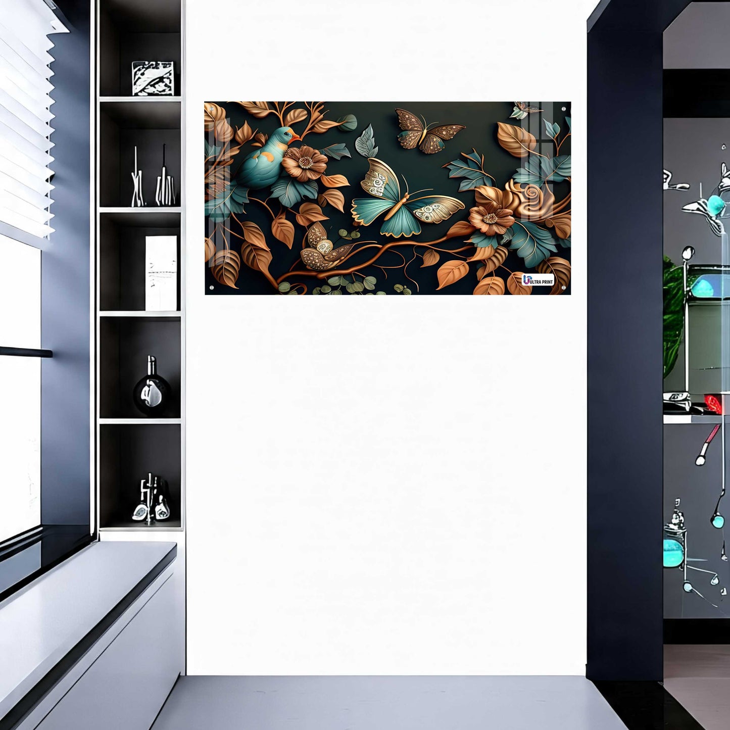 Elegant Bird & Butterfly Botanical Acrylic Wall Art