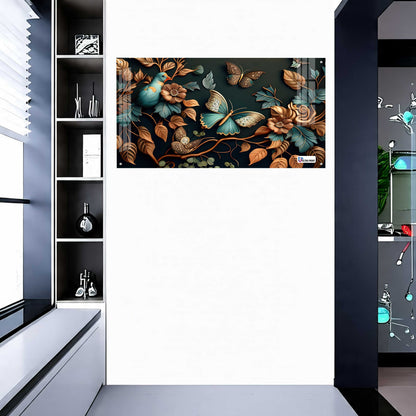 Elegant Bird & Butterfly Botanical Acrylic Wall Art