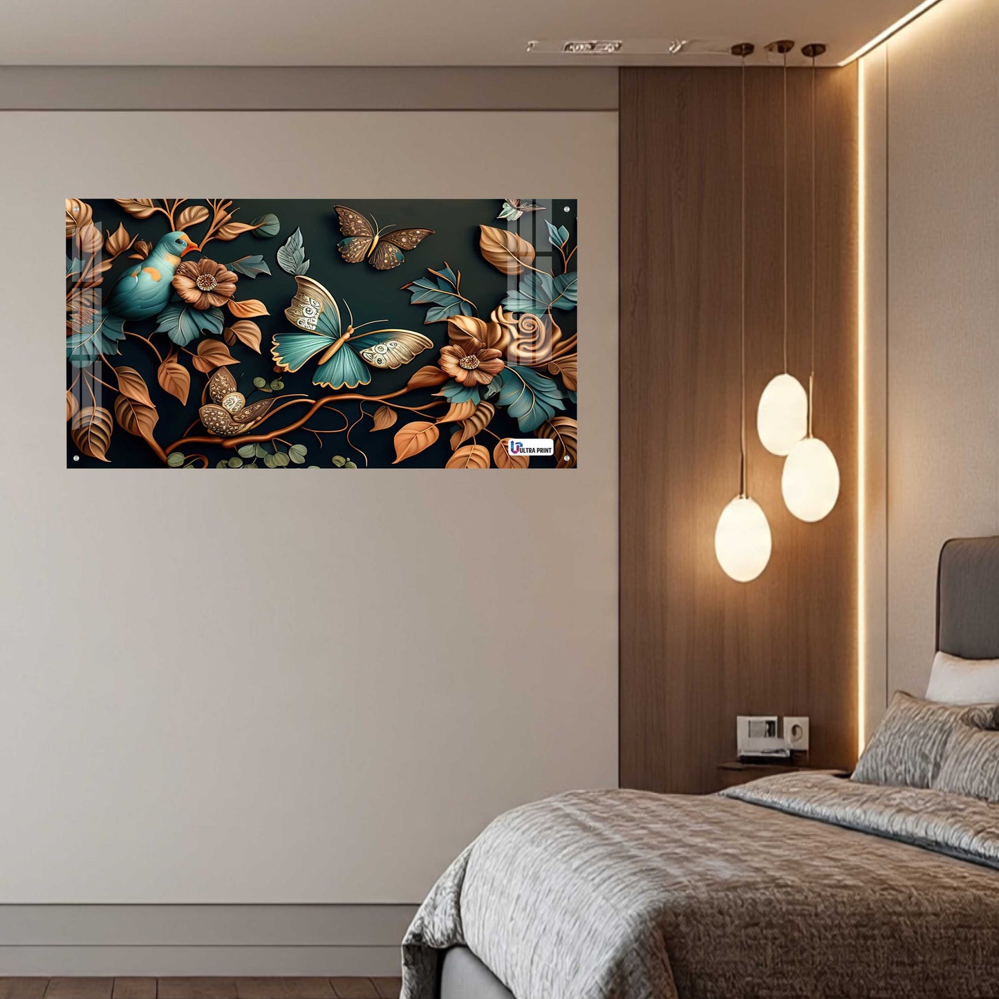 Elegant Bird & Butterfly Botanical Acrylic Wall Art