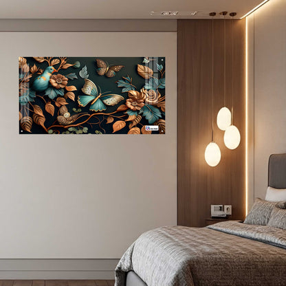 Elegant Bird & Butterfly Botanical Acrylic Wall Art