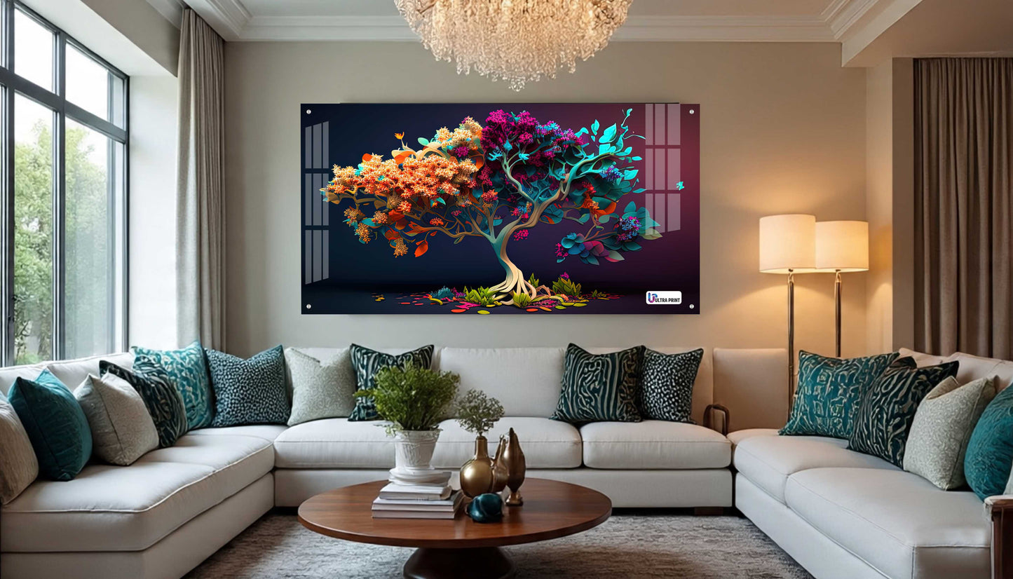 Vibrant Floral Tree Acrylic Wall Art