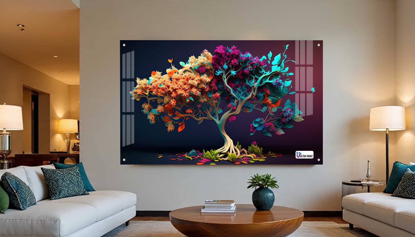 Vibrant Floral Tree Acrylic Wall Art