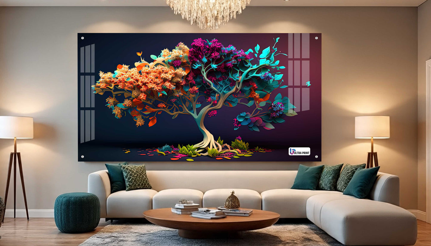 Vibrant Floral Tree Acrylic Wall Art