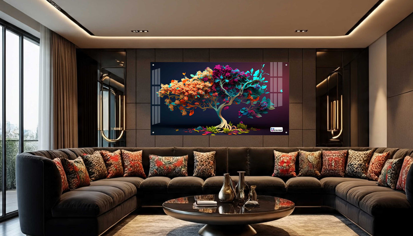 Vibrant Floral Tree Acrylic Wall Art