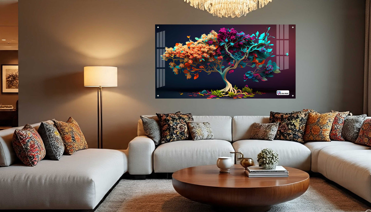 Vibrant Floral Tree Acrylic Wall Art