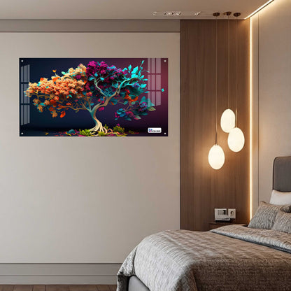 Vibrant Floral Tree Acrylic Wall Art