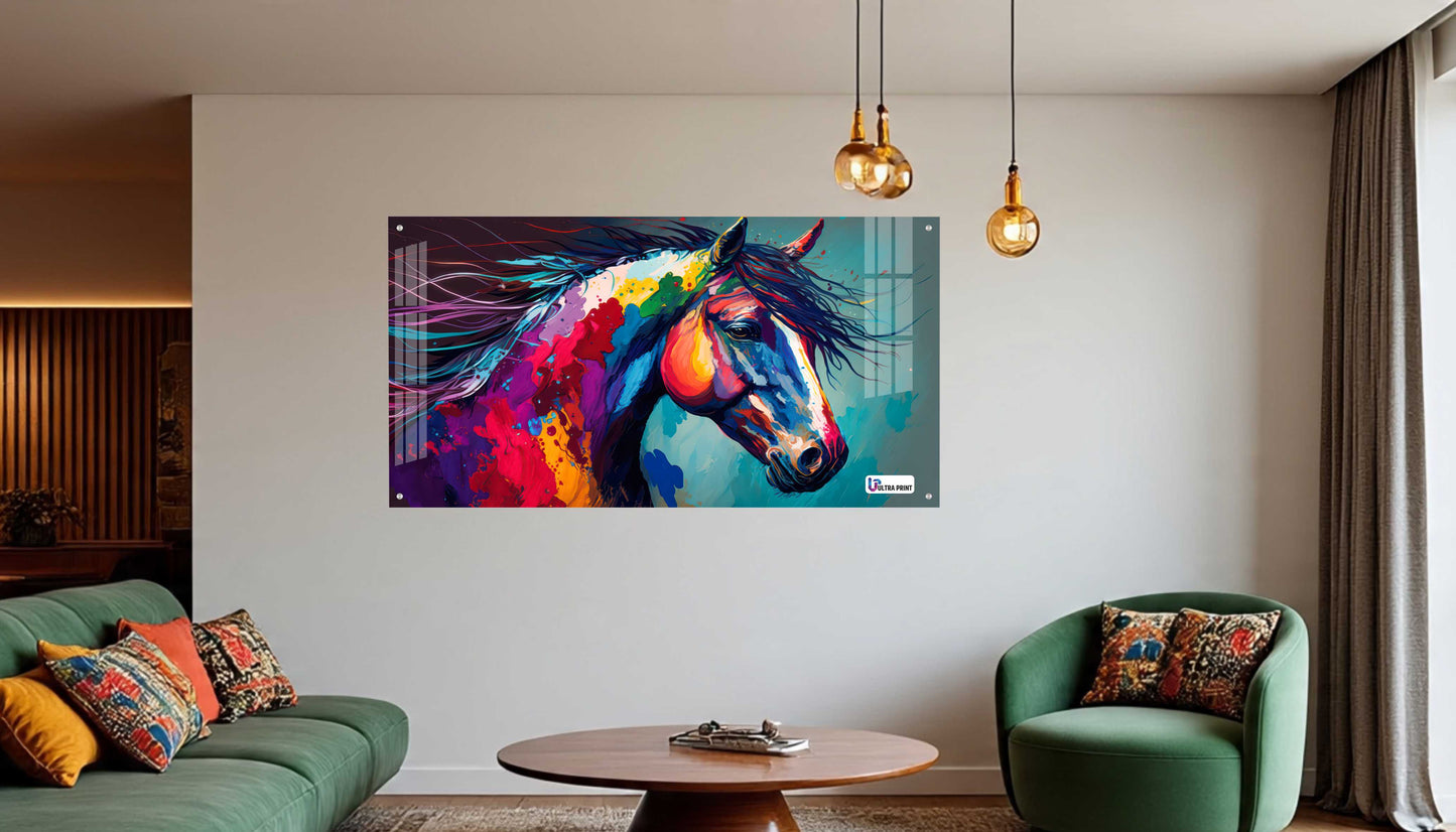Vibrant Abstract Horse Acrylic Wall Art
