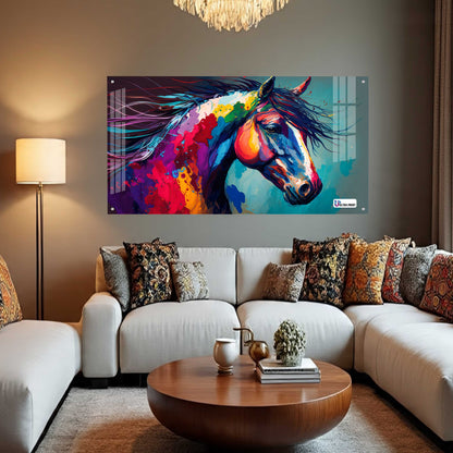 Vibrant Abstract Horse Acrylic Wall Art