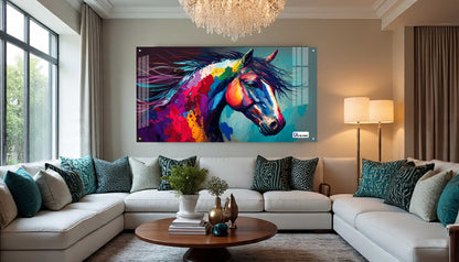 Vibrant Abstract Horse Acrylic Wall Art