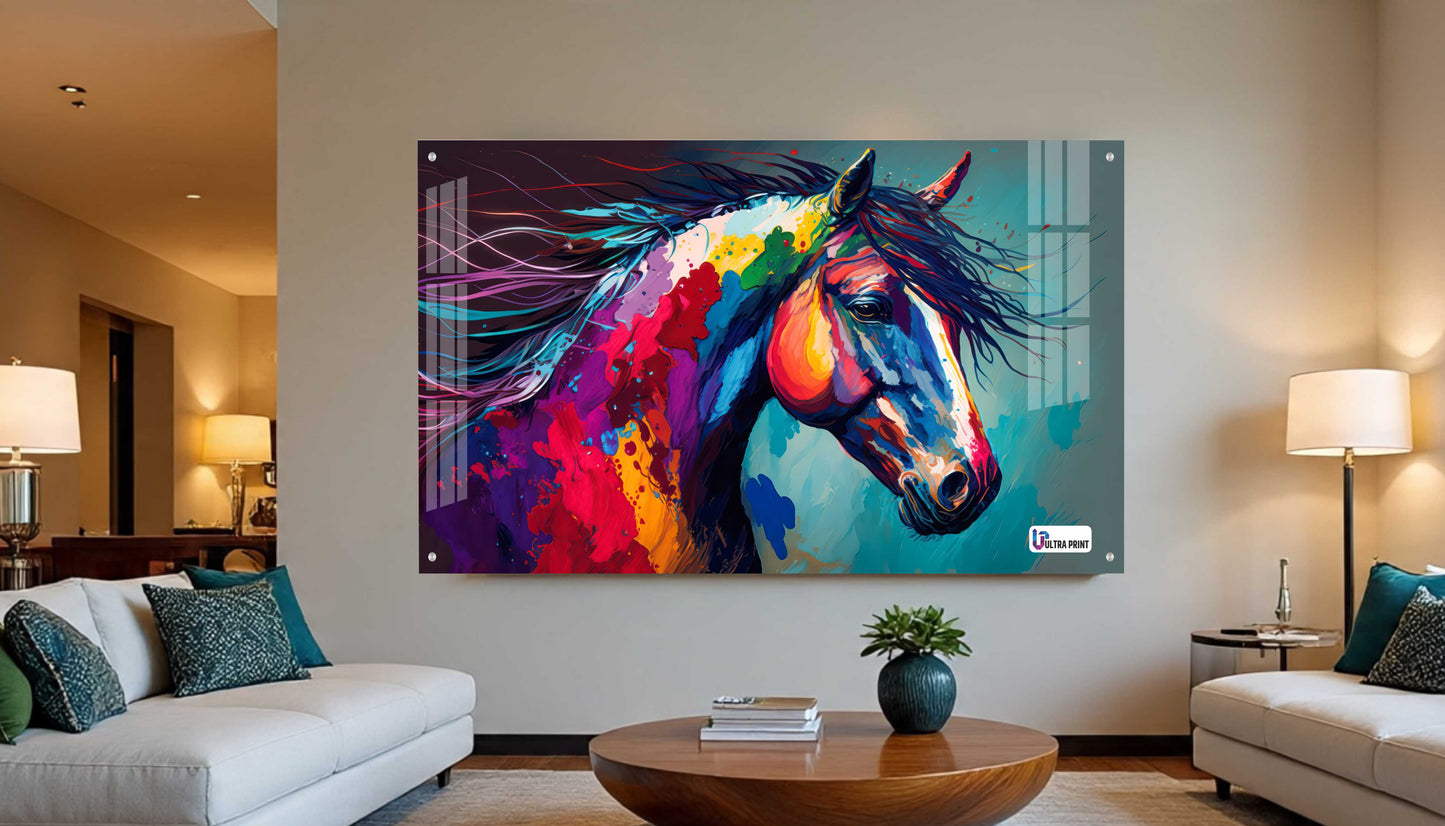 Vibrant Abstract Horse Acrylic Wall Art