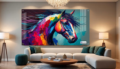 Vibrant Abstract Horse Acrylic Wall Art