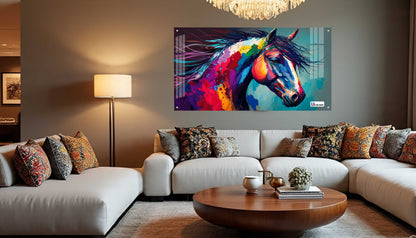 Vibrant Abstract Horse Acrylic Wall Art