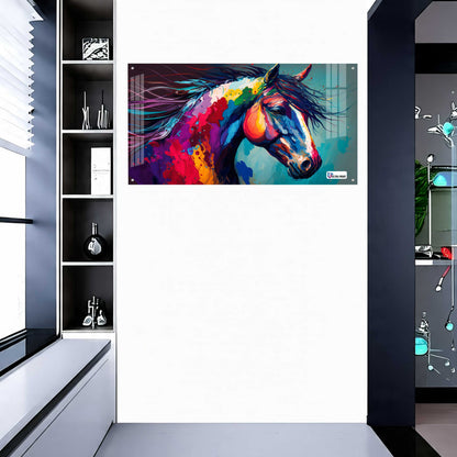 Vibrant Abstract Horse Acrylic Wall Art