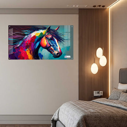 Vibrant Abstract Horse Acrylic Wall Art