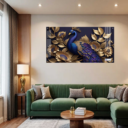 Royal Blue Peacock Floral Acrylic Wall Art