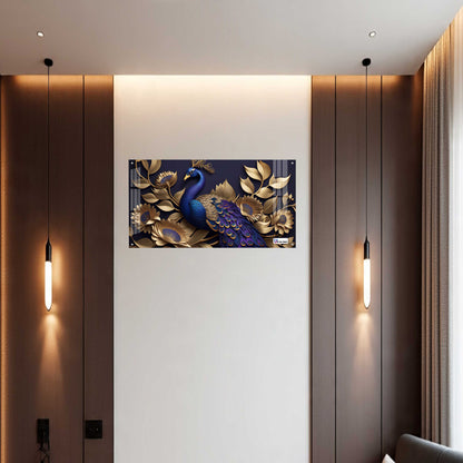 Royal Blue Peacock Floral Acrylic Wall Art