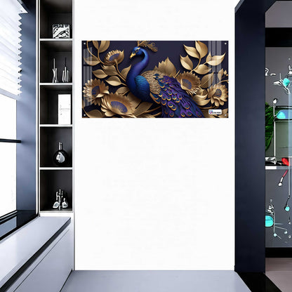 Royal Blue Peacock Floral Acrylic Wall Art