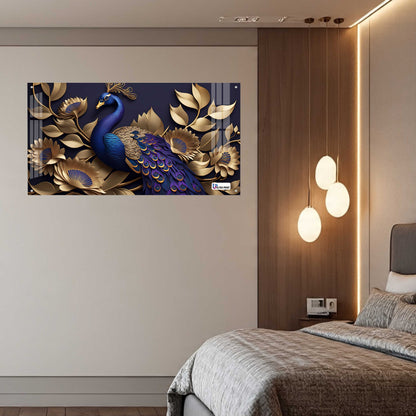 Royal Blue Peacock Floral Acrylic Wall Art