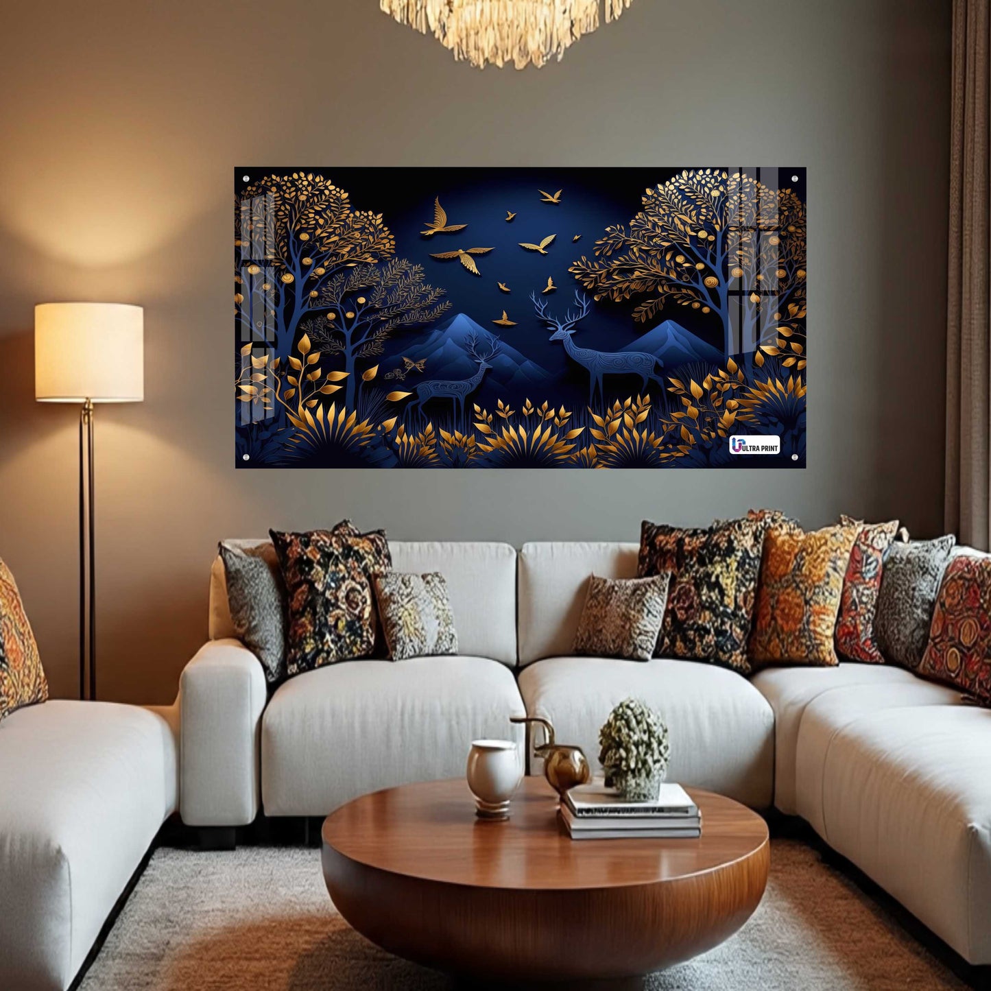 Midnight Blue Deer Landscape Acrylic Wall Art