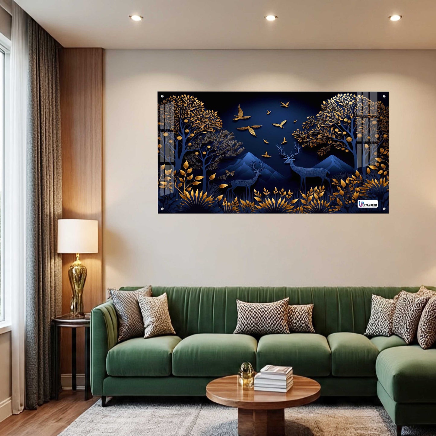 Midnight Blue Deer Landscape Acrylic Wall Art