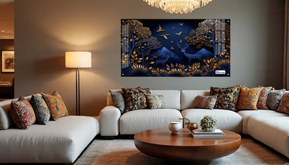 Midnight Blue Deer Landscape Acrylic Wall Art