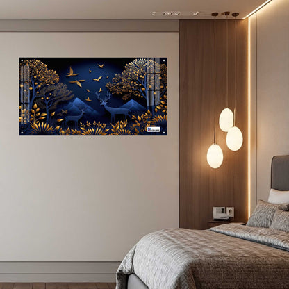 Midnight Blue Deer Landscape Acrylic Wall Art