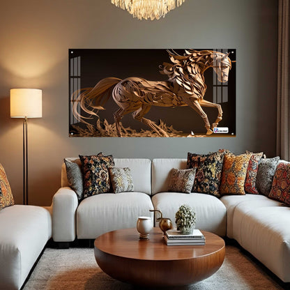 Artistic Wooden Style Horse Acrylic Wall Art