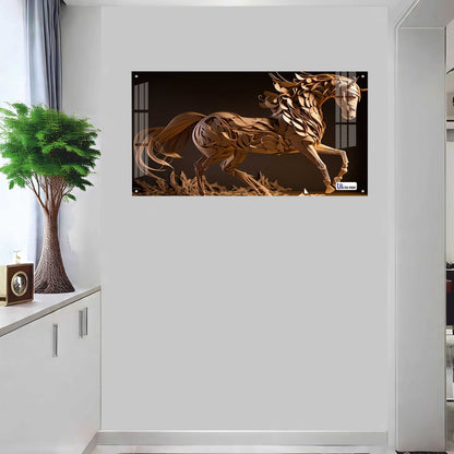 Artistic Wooden Style Horse Acrylic Wall Art