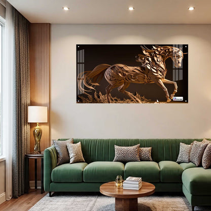 Artistic Wooden Style Horse Acrylic Wall Art