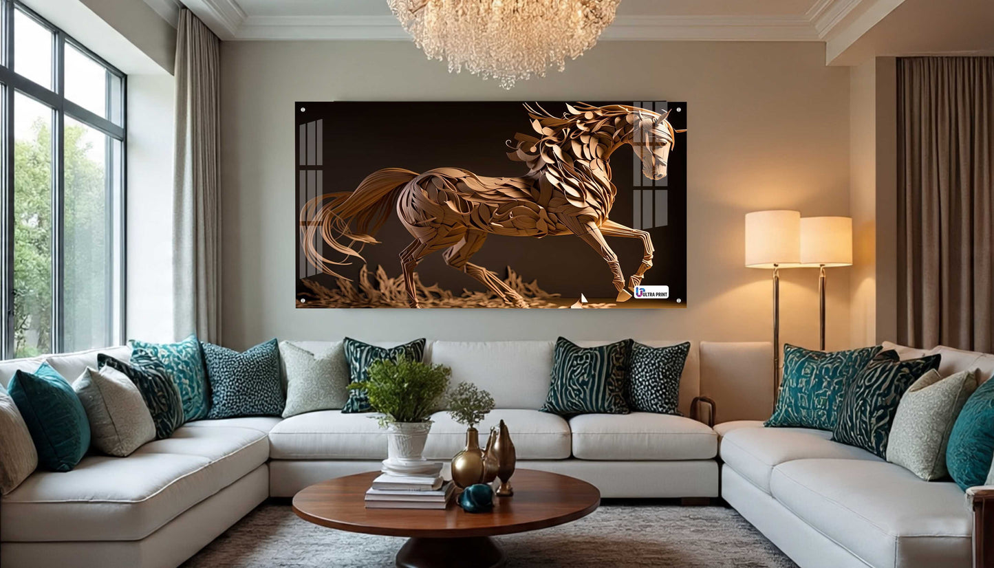 Artistic Wooden Style Horse Acrylic Wall Art