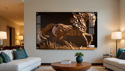 Artistic Wooden Style Horse Acrylic Wall Art