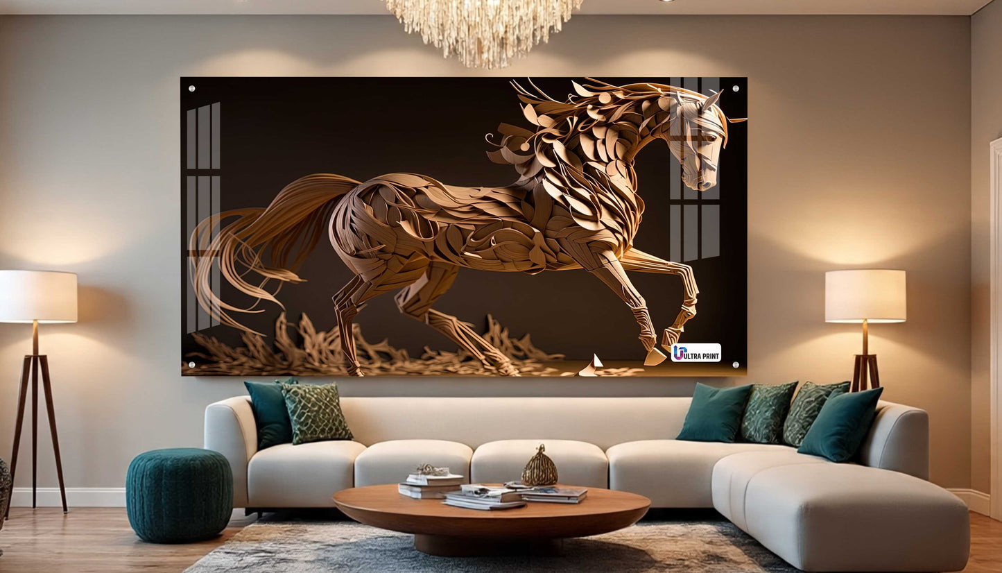 Artistic Wooden Style Horse Acrylic Wall Art