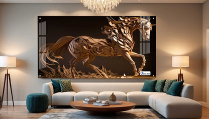 Artistic Wooden Style Horse Acrylic Wall Art