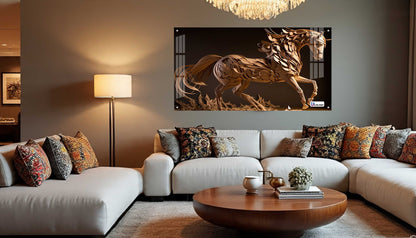 Artistic Wooden Style Horse Acrylic Wall Art
