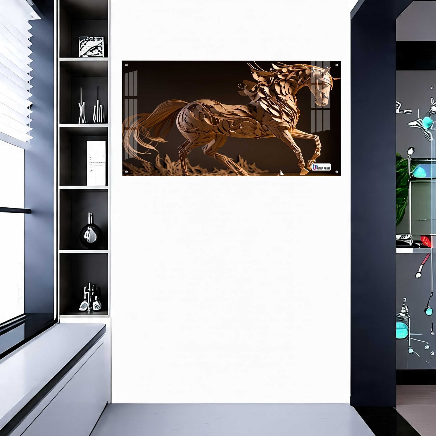 Artistic Wooden Style Horse Acrylic Wall Art